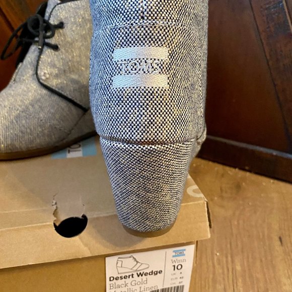 Toms Desert Wedge Metallic Linen Bootie Size 10 - Picture 8 of 10